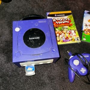 GameCube with games and accessories
